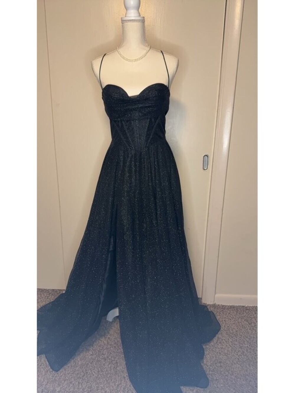 Cachet Black Glitter Evening Gown